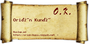 Orián Kunó névjegykártya